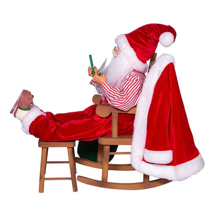 Kurt Adler 18 Inch Kringle Claus Sitting in Chair with Bag of Gifts, Multicolor