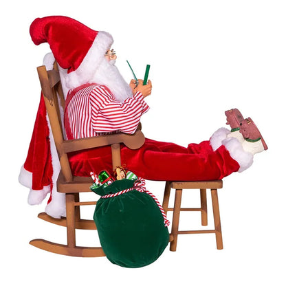 Kurt Adler 18 Inch Kringle Claus Sitting in Chair with Bag of Gifts, Multicolor