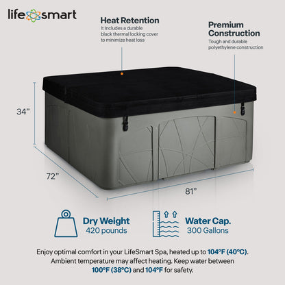 Lifesmart Spas 5 Person Plug and Play 28 Jet LED Outdoor Hot Tub, LS350DX, Taupe