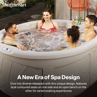 LifeSmart Key Largo Hot Tub Spa with 110 Volt Plug and Play and LED Light, Sand