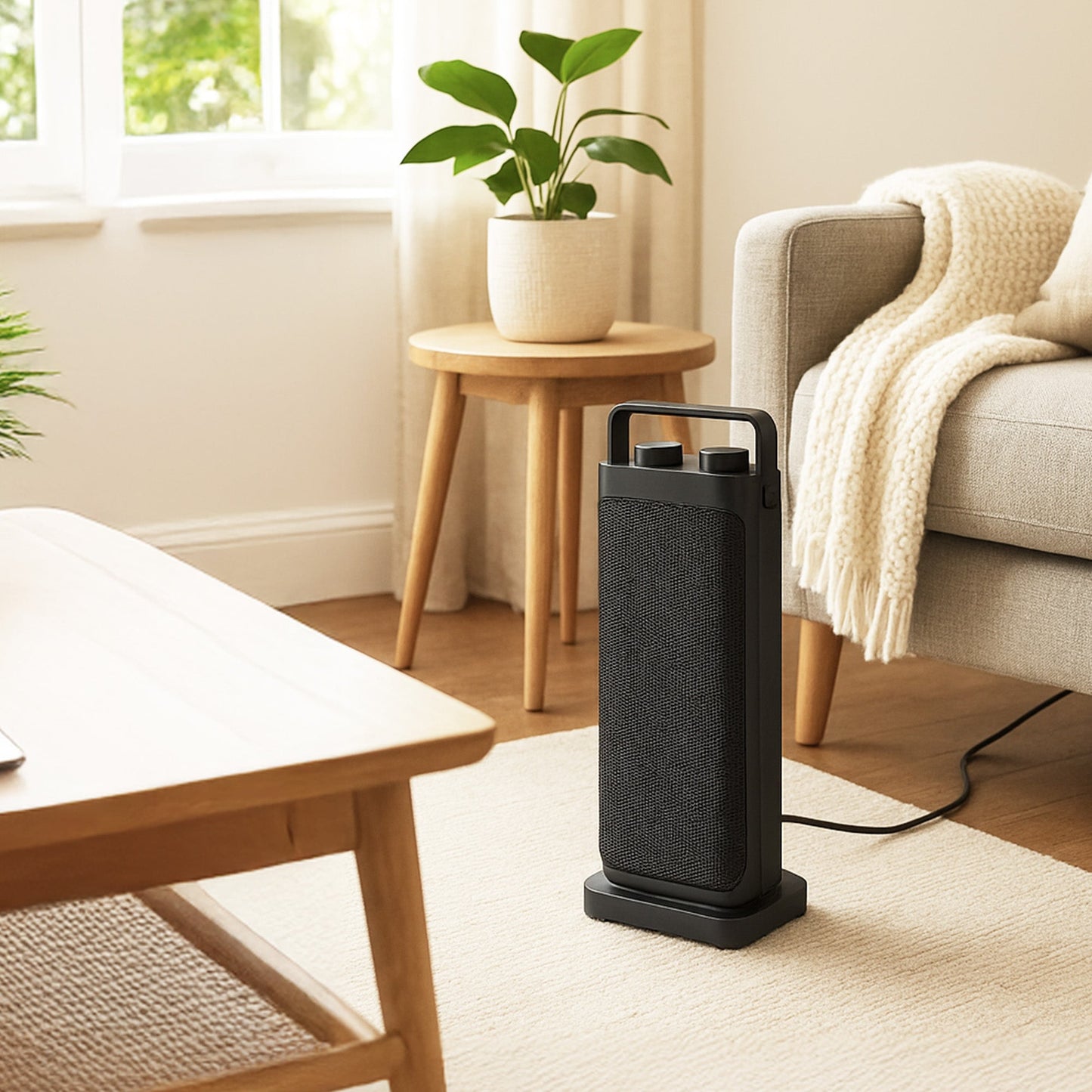 Warm-Living 16" Oscillating Ceramic Space Heater with 3 Heat Settings, Black