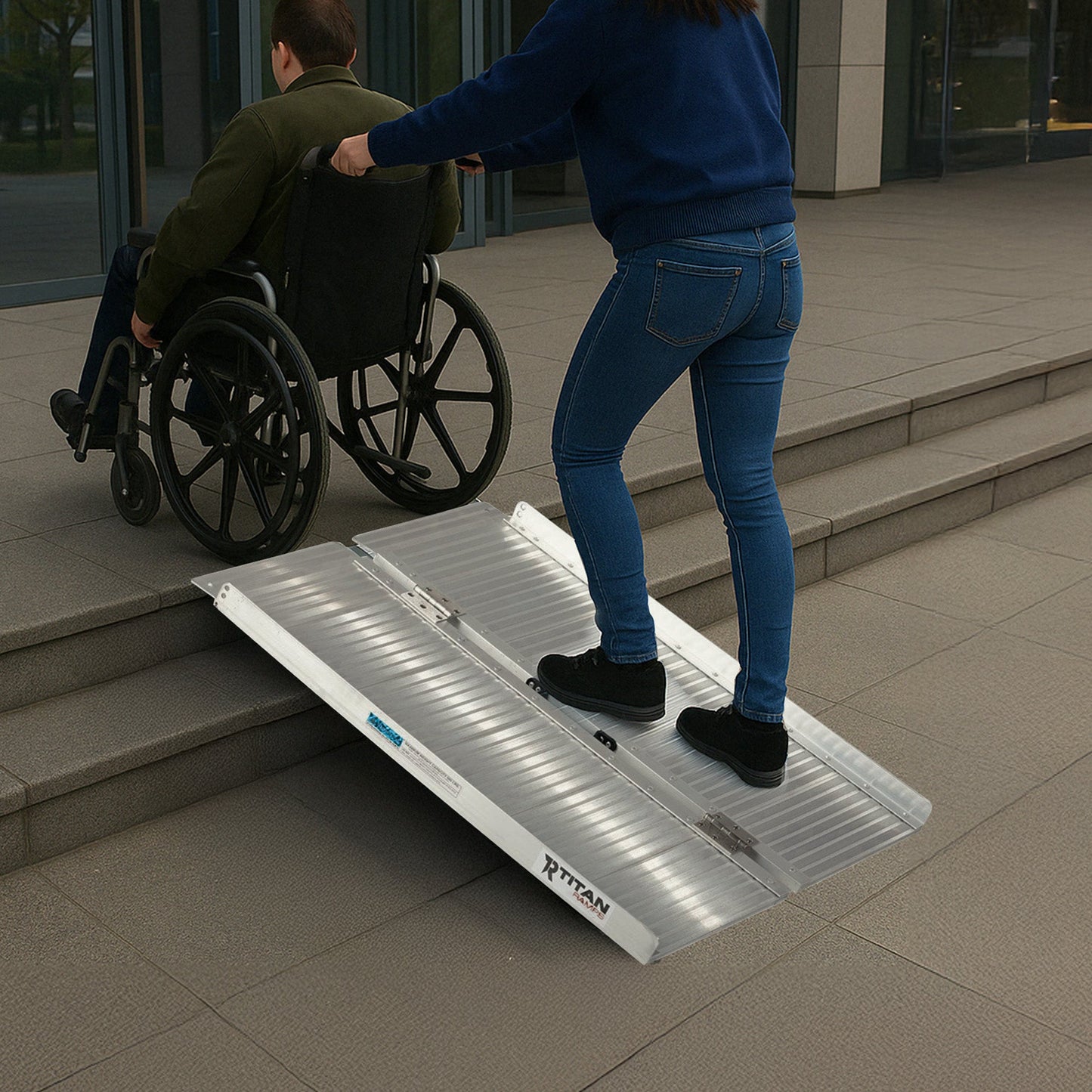 Titan Ramps 3 Foot Single-Fold Aluminum Wheelchair Ramp, 600 Pound Capacity - Find Fresh Goods