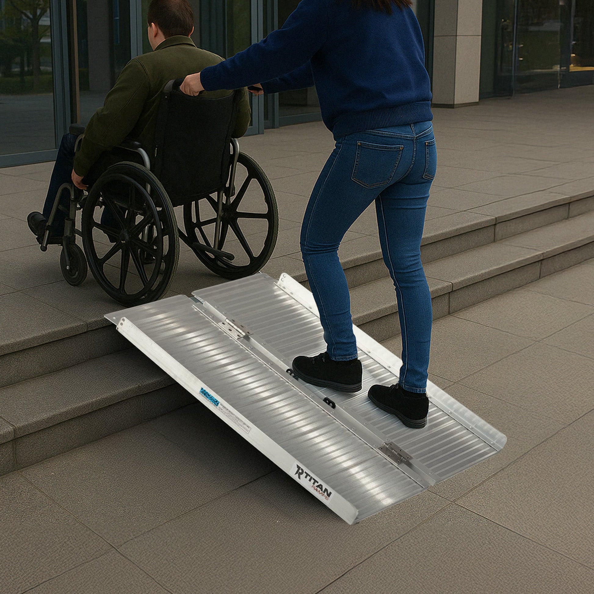 Titan Ramps 3 Foot Single-Fold Aluminum Wheelchair Ramp, 600 Pound Capacity - Find Fresh Goods
