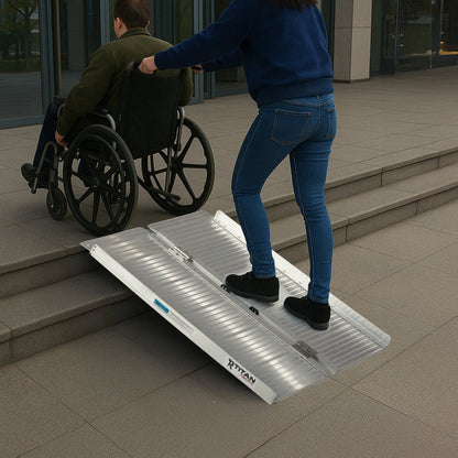 Titan Ramps 3 Foot Single-Fold Aluminum Wheelchair Ramp, 600 Pound Capacity - Find Fresh Goods