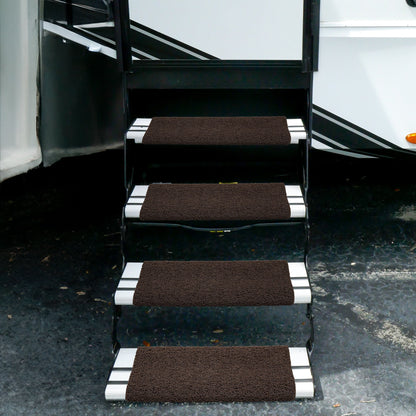 Camco Premium Wrap Around RV Step Rug with Looped PVC Material and Spring, Brown - Find Fresh Goods