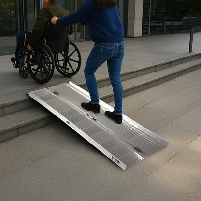 Titan Ramps 4 Foot Single-Fold Aluminum Wheelchair Ramp, 600 Pound Capacity