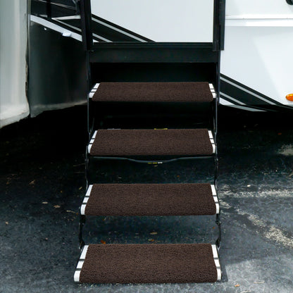 Camco Premium Wrap Around RV Step Rug with Looped PVC Material and Spring, Brown - Find Fresh Goods