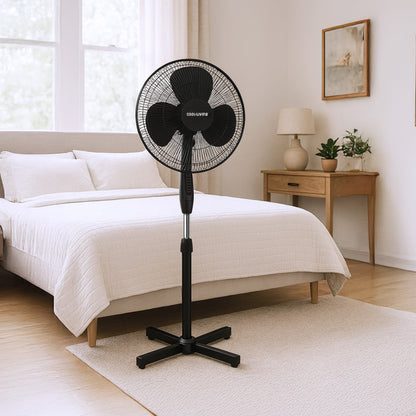 Cool-Living 16" Electric Oscillating Pedestal Fan with 3 Speed Options, Black