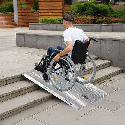 Titan Ramps 3 Foot Single-Fold Aluminum Wheelchair Ramp, 600 Pound Capacity - Find Fresh Goods
