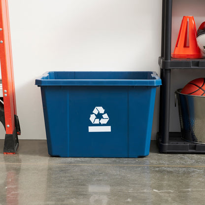 Gracious Living Medium Curbside Blue Box Plastic 17 Gallon Home Recycling Bin