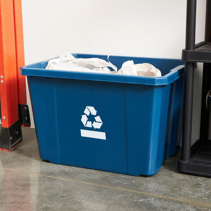 Gracious Living Medium Curbside Blue Box Plastic 17 Gallon Home Recycling Bin