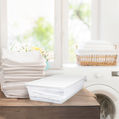 Homz Snaplock 41 Qt Stackable Plastic Storage Container w/Latching Lid (2 Pack)