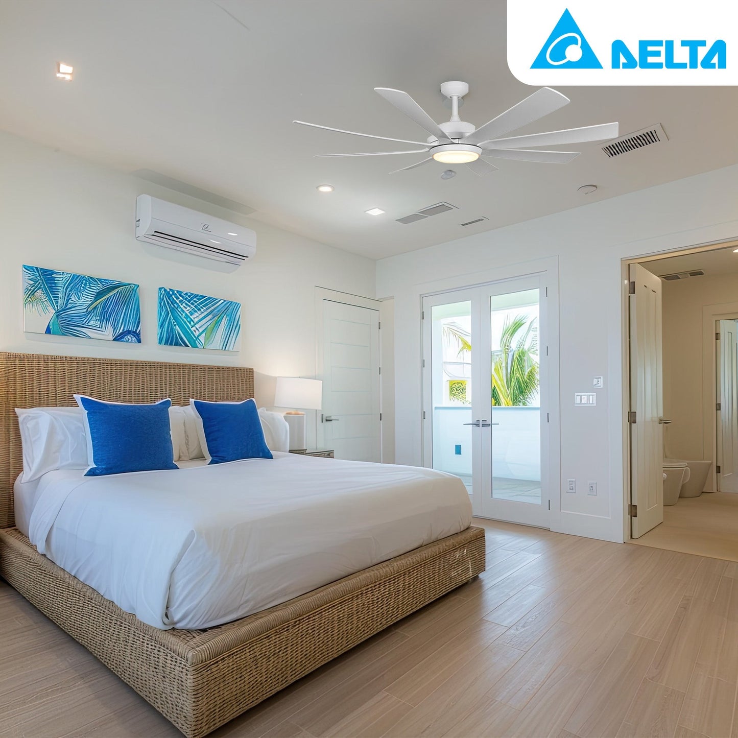 Delta Breez Rio Vista 60" Ceiling Fan with LED, Remote, Indoor/Outdoor, White