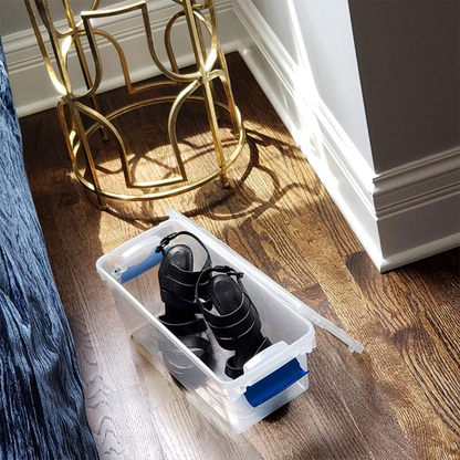 Homz 7.5 Quart Secure Latching Clear Plastic Stackable Storage Container,10 Pack