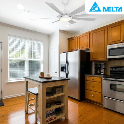 Delta Breez RioVista 72" 8 Blade Ceiling Fan with LED light and Remote, White