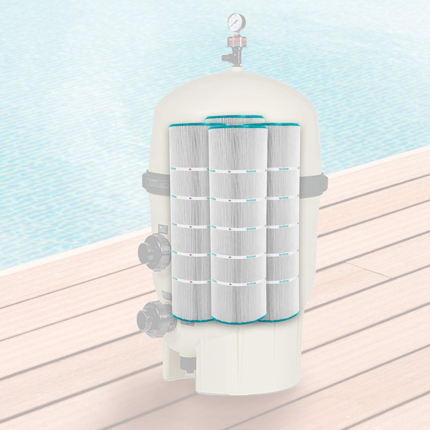 Hurricane HF8420-01 Advanced Swimming Pool Filter Cartridge Replacement, White