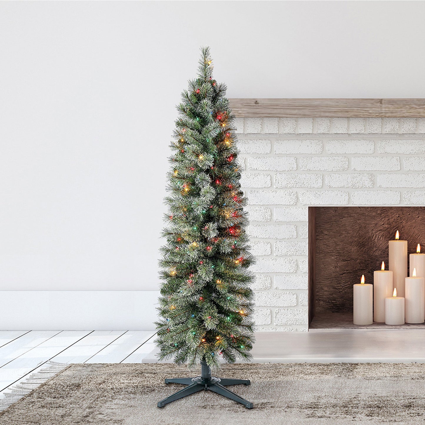 Home Heritage Stanley 5' Pine Artificial Christmas Tree, PreLit 150 Color Lights