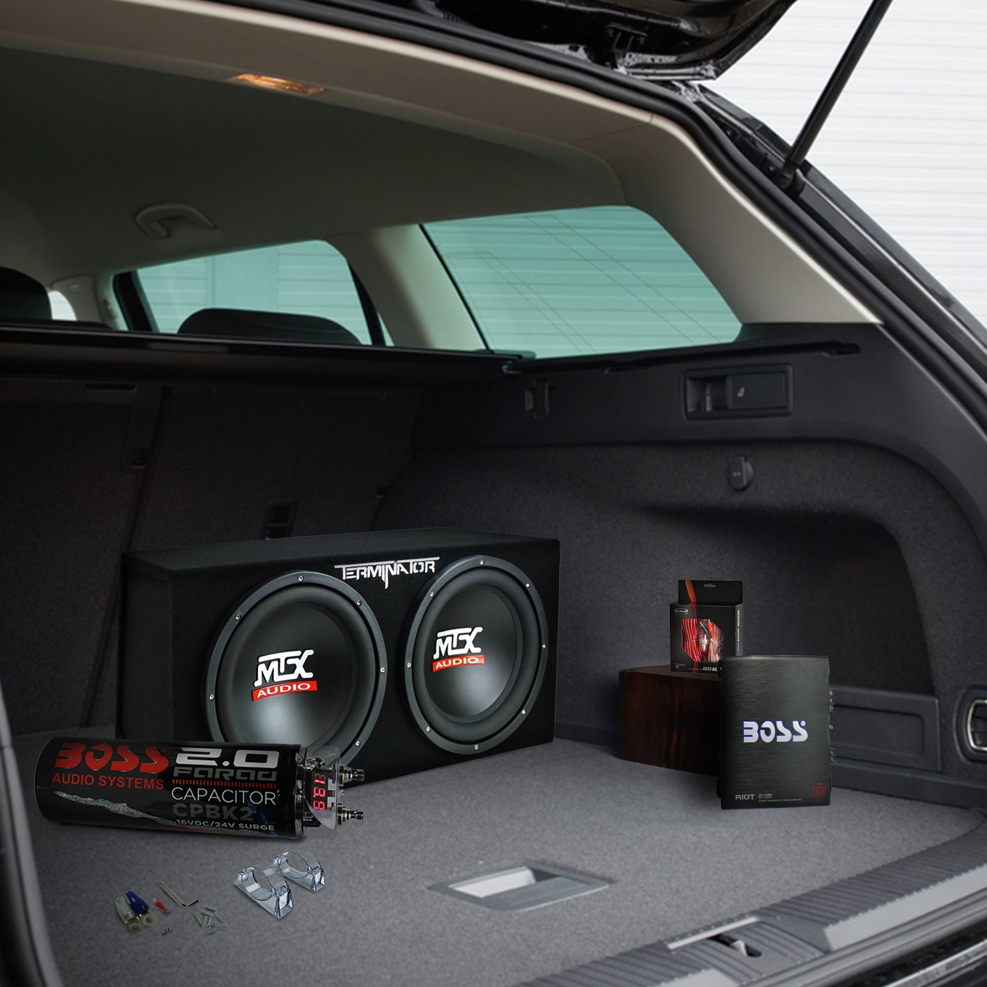 MTX TNE212D 12" 1200W Dual Loaded Car Subwoofer & 1100W Amp with Kit & Capacitor - Find Fresh Goods