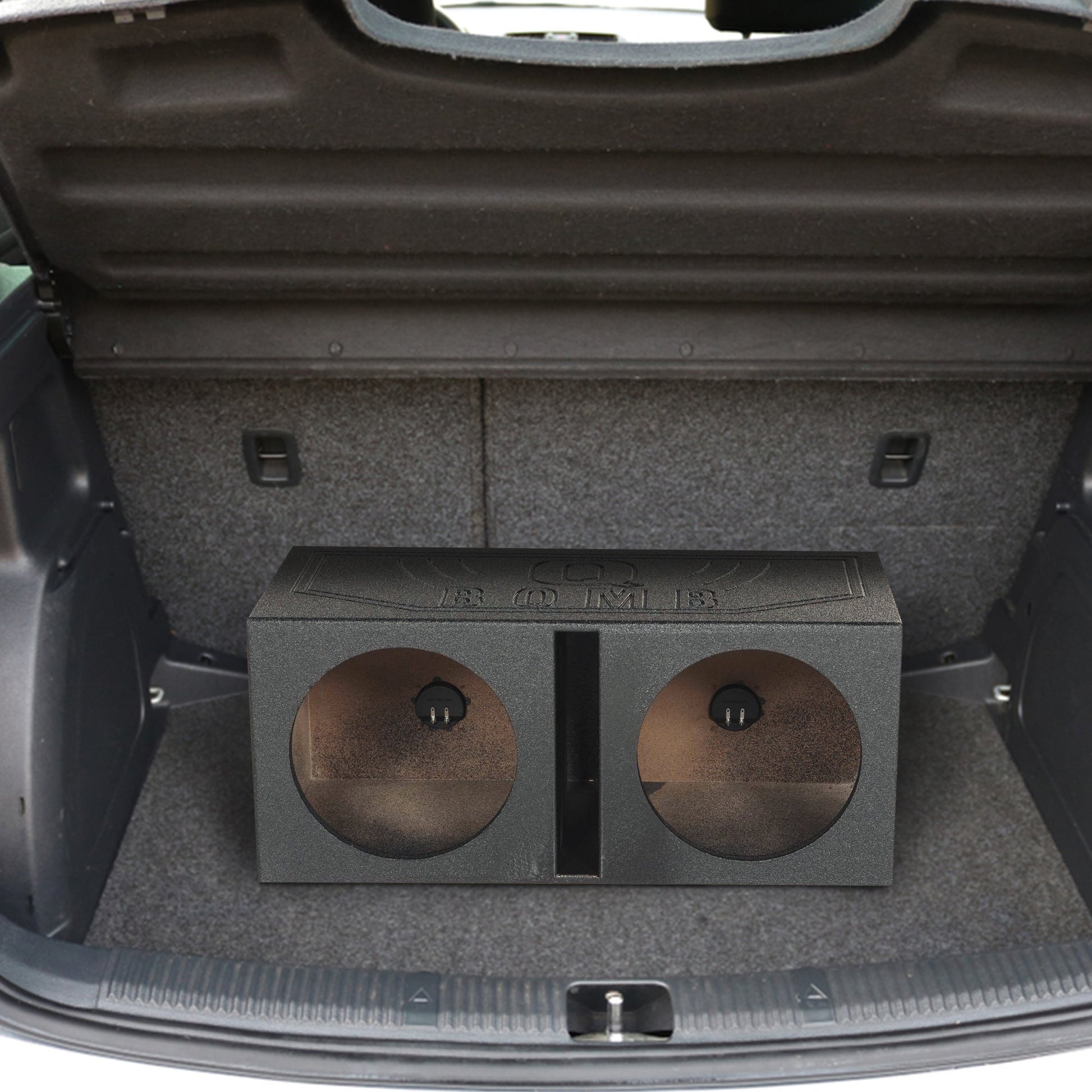 Q Power QBOMB10V Dual 10 Inch Vented Port Subwoofer Sub Box w/ Bedliner Spray - Find Fresh Goods