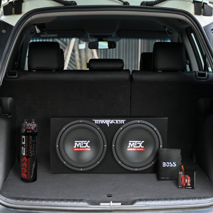 MTX TNE212D 12" 1200W Dual Loaded Car Subwoofer & 1100W Amp with Kit & Capacitor - Find Fresh Goods