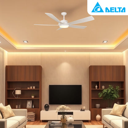 Delta Breez Pleasanton 60" Ceiling Fan with LED, Remote, Indoor/Outdoor, White