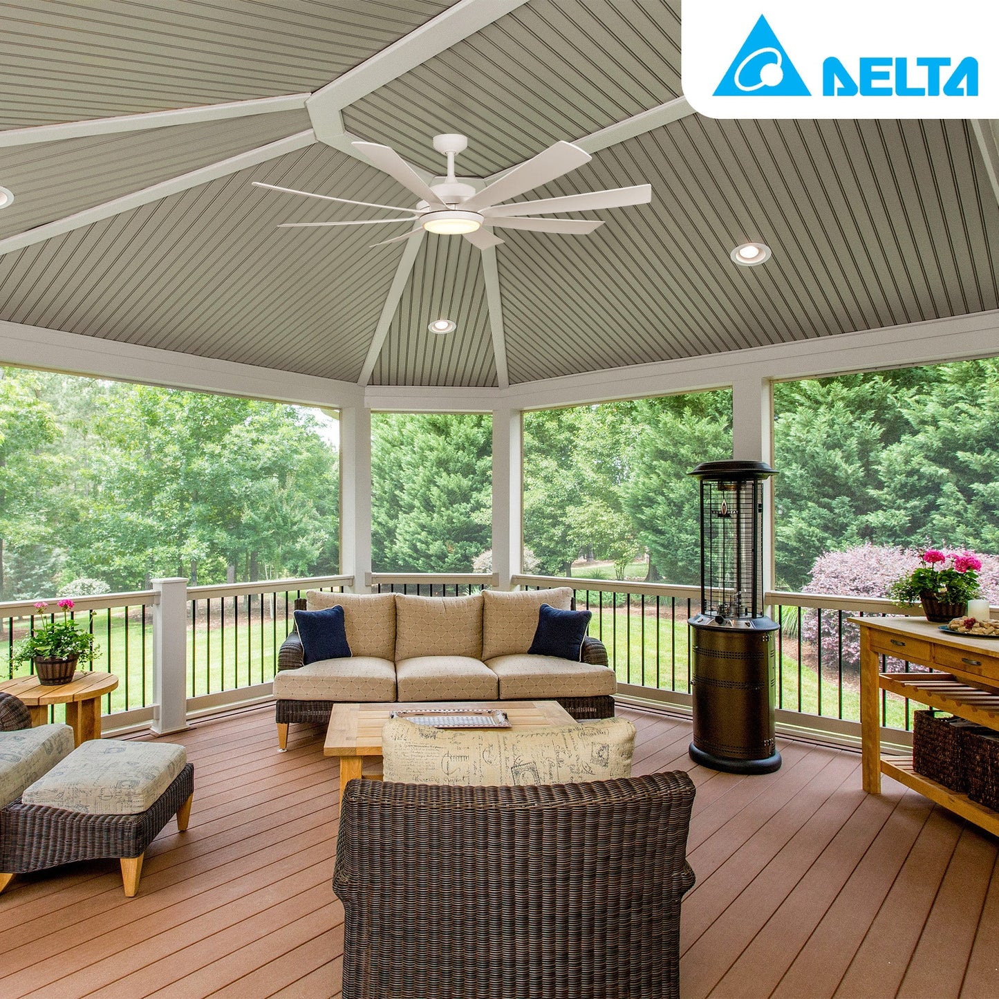Delta Breez Rio Vista 60" Ceiling Fan with LED, Remote, Indoor/Outdoor, White