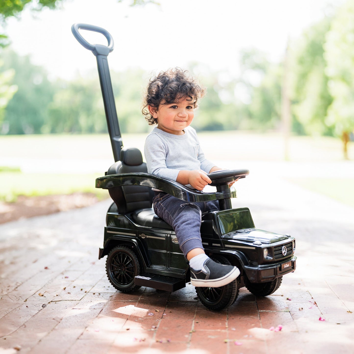 Best Ride On Cars Kids Outdoor Stroller Mercedes G-Wagon 3 in 1 Push Car, Black