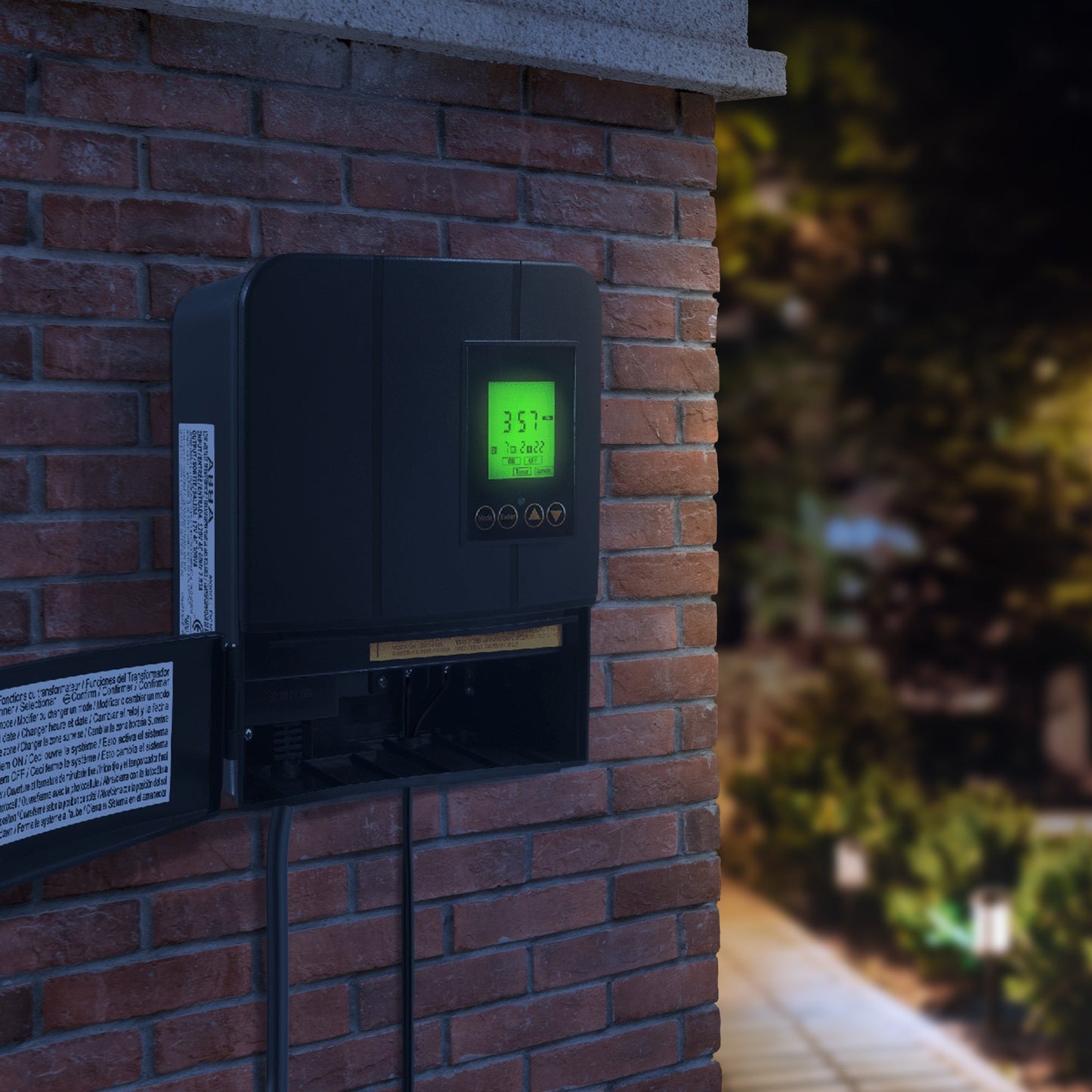 Fusion 120 Watts Low Voltage Stake Light Transformer with Built-In Timer, Black