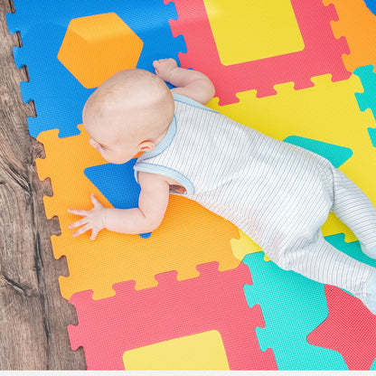 BalanceFrom 9 Color Thick Interlocking Shape Puzzle Foam Exercise Play Mats, 36