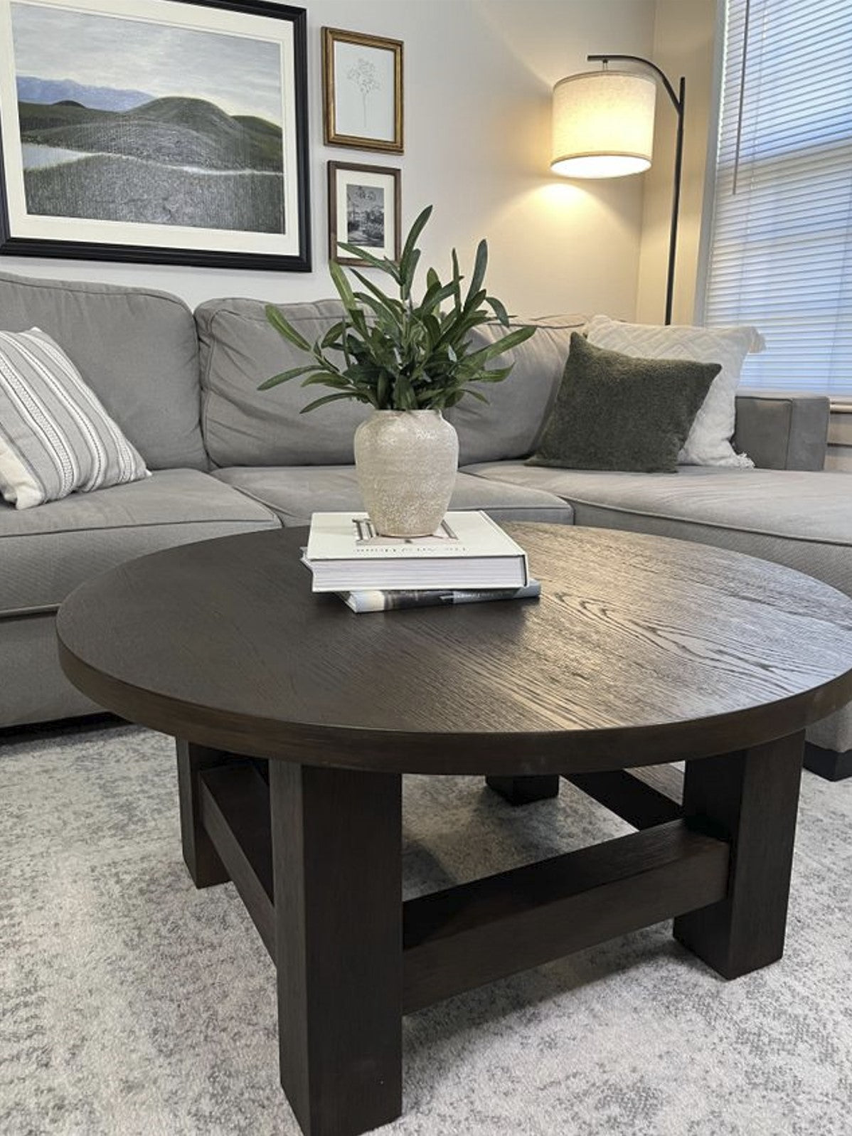 MARCO RUSTIC WOODEN ROUND COFFEE TABLE IN AGED BLACK