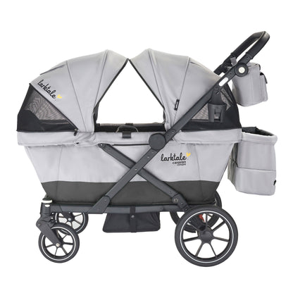 Larktale Caravan Coupe V2 Compact Stroller, Reclining 2-Seat Wagon, Gray/Black