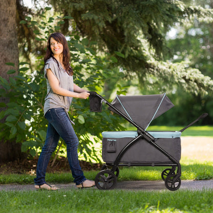 Baby Trend Expedition LTE 2-in-1 Stroller Wagon w/ Storage & Canopy, Desert Blue