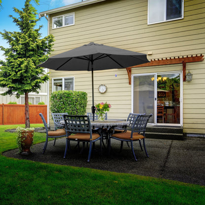 Four Seasons Courtyard Tuscany Market Aluminum Umbrella w/ Crank and Tilt, Gray