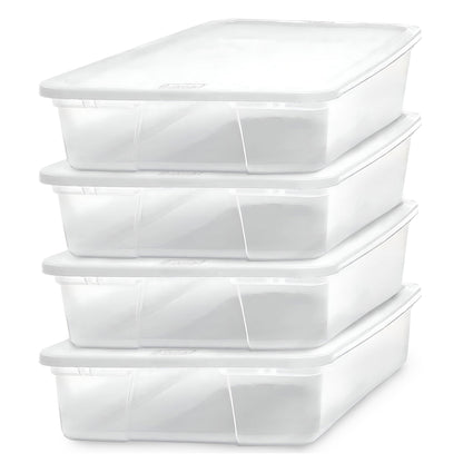 Homz 28 Qt Snaplock Clear Plastic Storage Container Bin with Secure Lid (4 Pack)