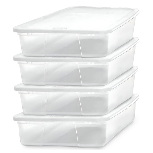 Homz 28 Qt Snaplock Clear Plastic Storage Container Bin with Secure Lid (4 Pack)