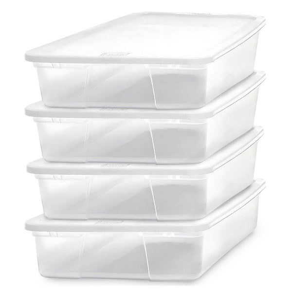 Homz 28 Qt Snaplock Clear Plastic Storage Container Bin with Secure Lid (4 Pack)