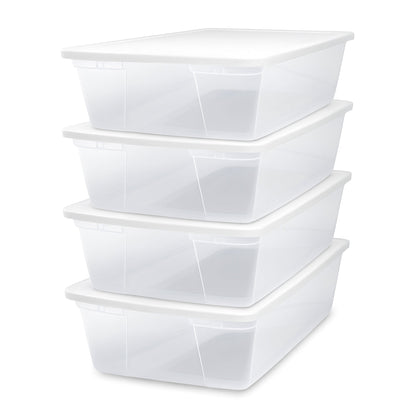 Homz Snaplock 41 Qt Stackable Plastic Storage Container w/Latching Lid (4 Pack)