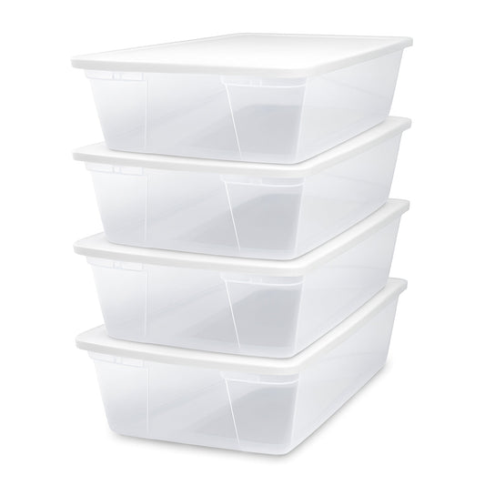 Homz Snaplock 41 Qt Stackable Plastic Storage Container w/Latching Lid (4 Pack)