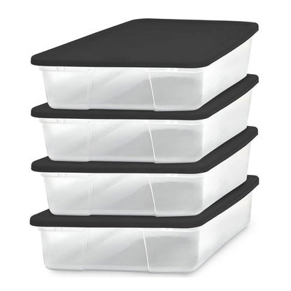 Homz Snaplock 28 Quart Clear Organizer Storage Container Bin with Lid, (4 Pack)