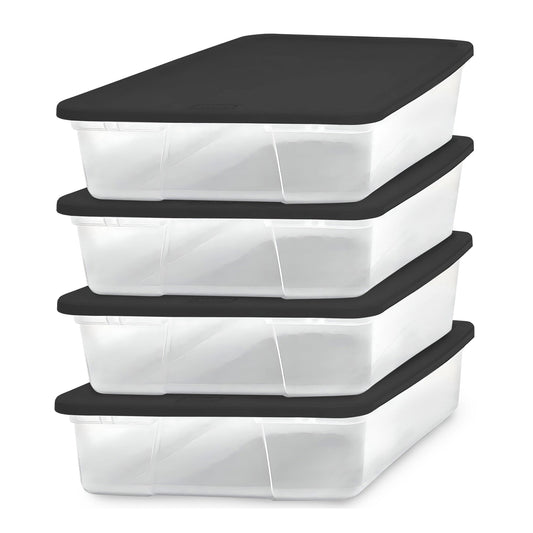 Homz Snaplock 28 Quart Clear Organizer Storage Container Bin with Lid, (4 Pack)