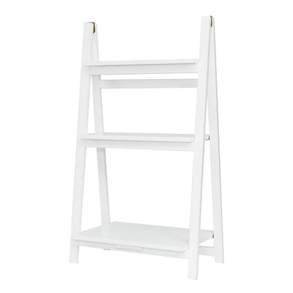 PJ Wood 3 Tier Foldable Bookshelf Wooden Storage Rack Home Display Stand, White