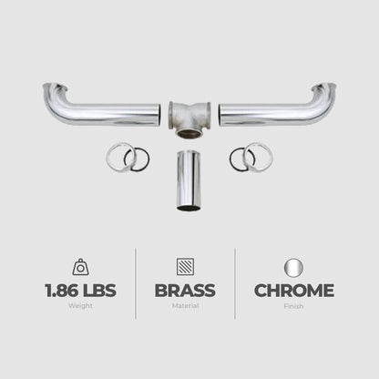 Master Plumber 2 Bowl Center Outlet Drain with Chrome Plated Brass for Sinks