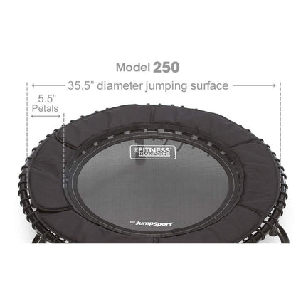 JumpSport 250 Fitness Rebounder Mini Trampoline & Handle Bar Accessory, Black
