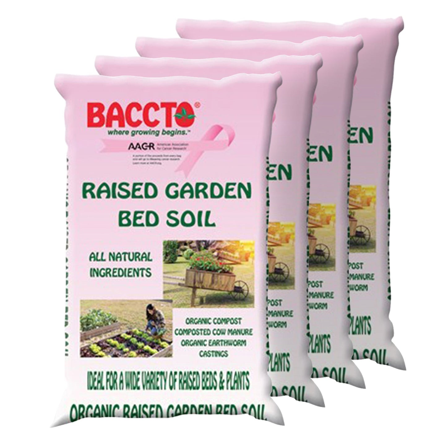 Michigan Peat Company BACCTO Raised Bed Soil for All Plants, 1.5 Cu Ft, 4 Pack