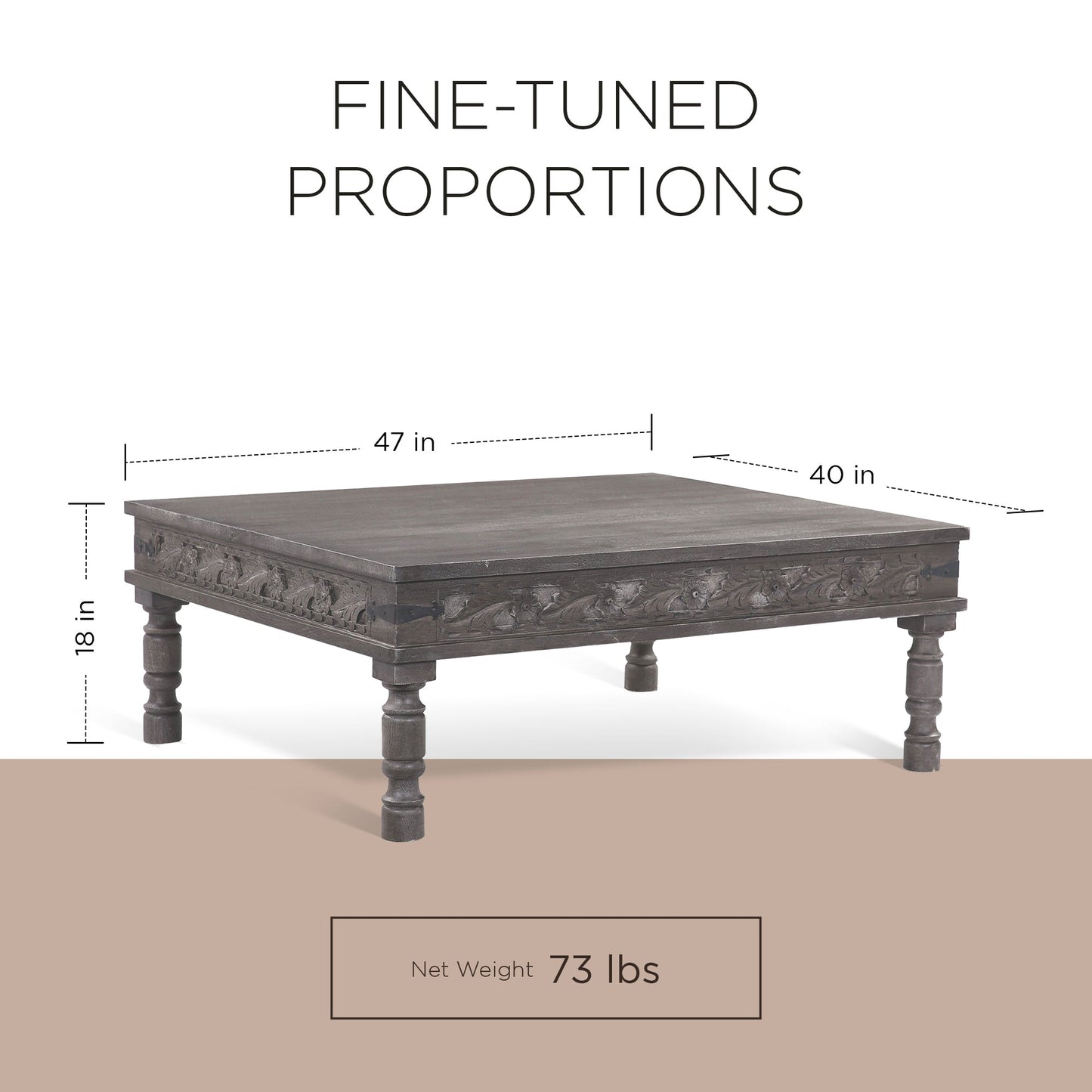 Emin Nomad Wooden Rectangular Coffee Table in Grey Distressed Finish