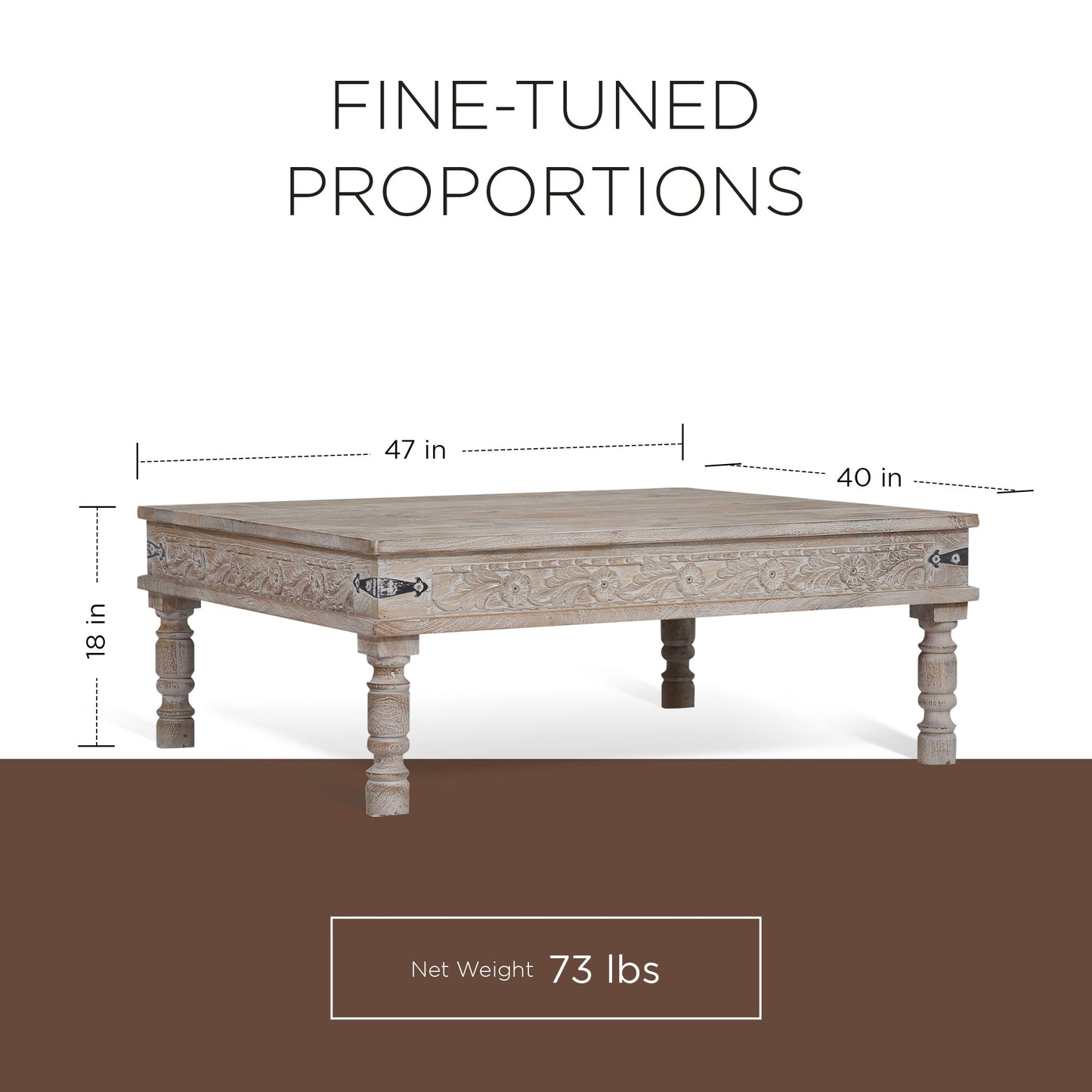 Emin Nomad Wooden Rectangular Coffee Table in Distressed Natural Finish
