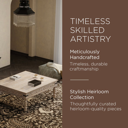 Emin Nomad Wooden Rectangular Coffee Table in Distressed Natural Finish