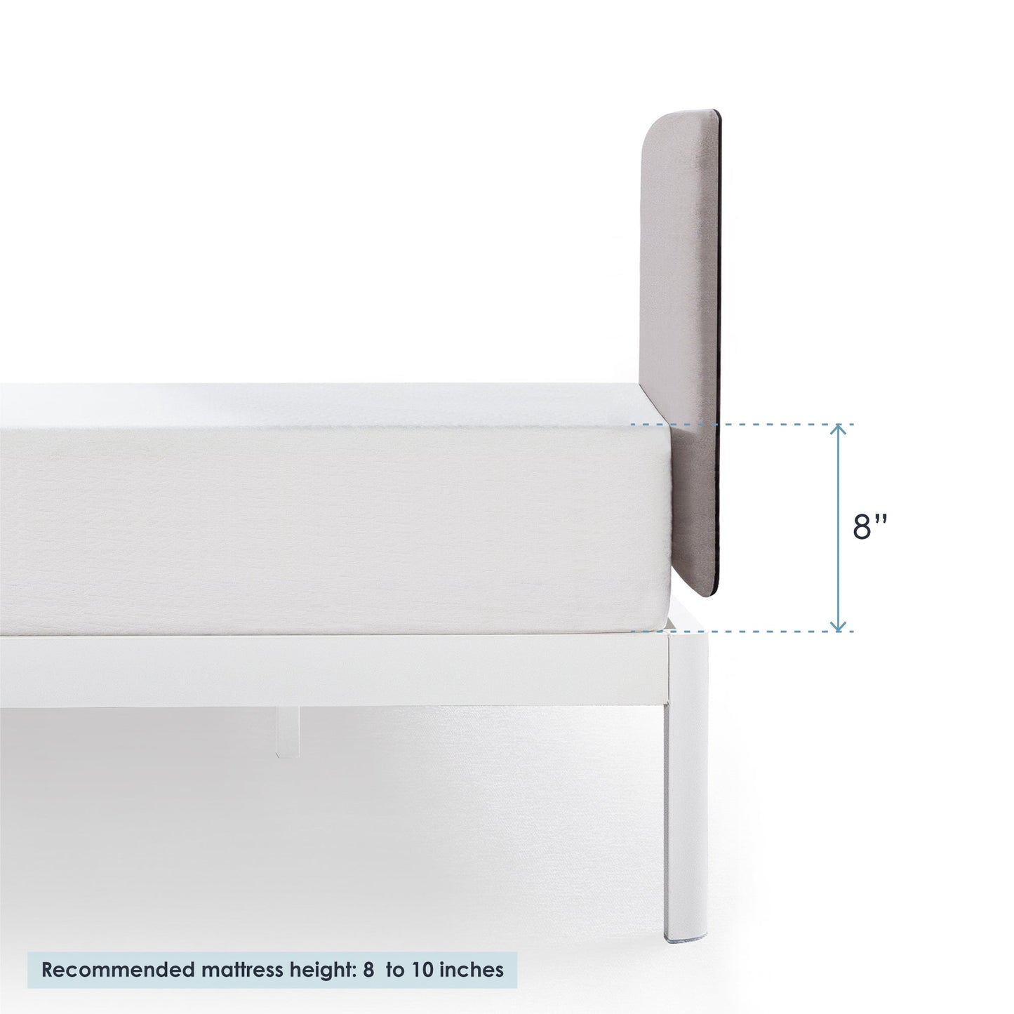 Mellow KERT Metal and Wood Platform Bed Frame with Upholstered Headboard, Full