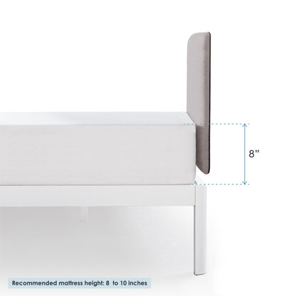 Mellow KERT Metal and Wood Platform Bed Frame with Upholstered Headboard, Full