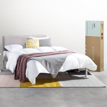 Mellow KERT Metal and Wood Platform Bed Frame with Upholstered Headboard, Full